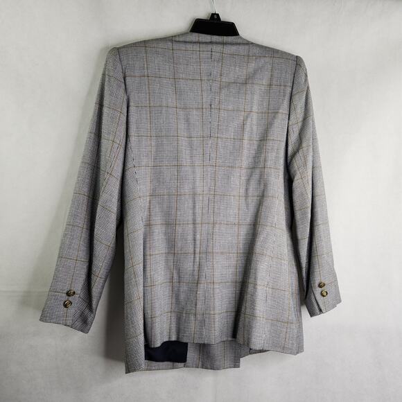 Vintage Stirling Cooper Glen Plaid Blazer Women's 10 Petite Gray Double Breasted - Picture 11 of 12